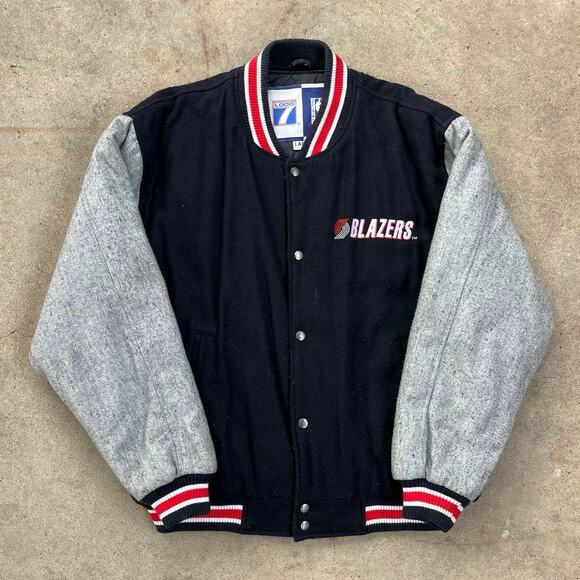 Vintage 90s Portland Trailblazers Logo 7 Letterman Jacket Large - Picture 2 of 7